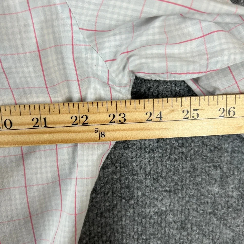 J.Crew Mens Performance Slim Fit Shirt Large White Pink Plaid Long Sleeve Button